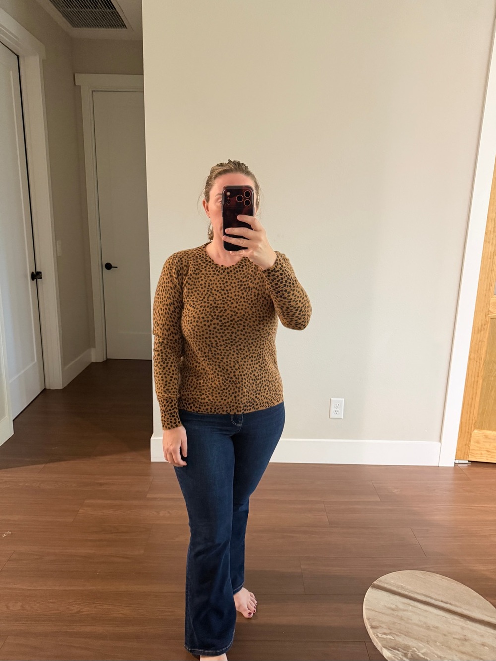 J. Crew Cashmere Women's Leopard Print Crewneck Sweater - Brown